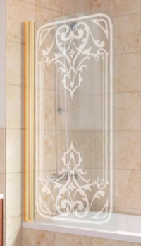 Шторка для ванны VEGAS GLASS EV Novo 76x140 профиль золото матовое, стекло прозрачное с рисунок