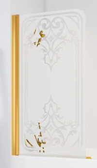 Шторка для ванны VEGAS GLASS EV Novo 76x140 профиль золото матовое, стекло матовое с рисунок