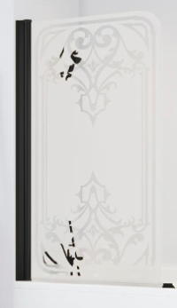 Шторка для ванны VEGAS GLASS EV Novo 76x140 профиль черный матовый, стекло матовое с рисунок