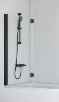 Шторка для ванны VEGAS GLASS E2V Novo 120x140 профиль черный матовый, стекло ультрапрозрачное