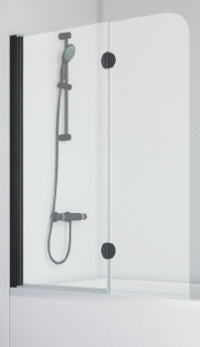 Шторка для ванны VEGAS GLASS E2V Novo 120x140 профиль черный матовый, стекло сатин
